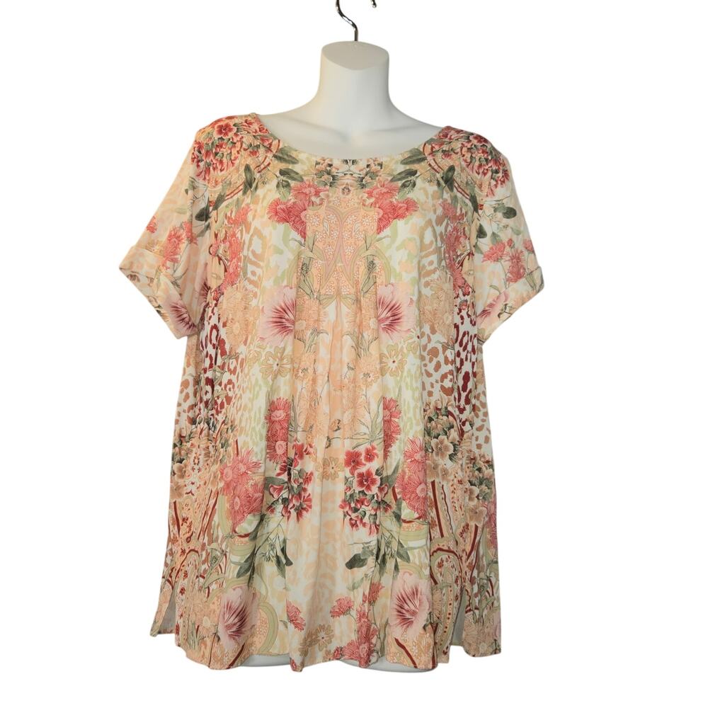 Soft Surroundings Womens Medium‎ Floral Tunic Top Stretch Cottagecore Bloomcore
